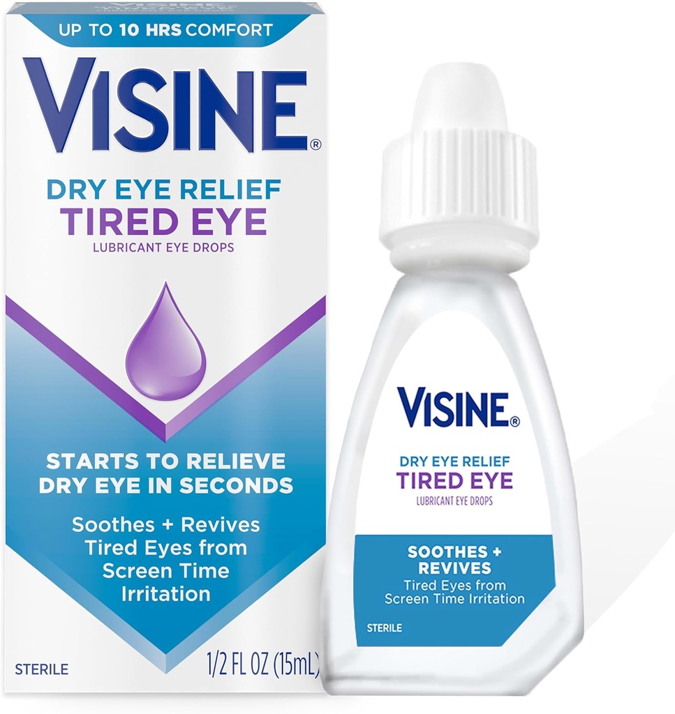 Visineの乾燥した目の救助はスクリーンの時間苛立ち、ポリエチレンのグリコール、0.5 の fl によるアイの潤滑剤の目の低下、保湿し、またはかき混ぜます。 oz