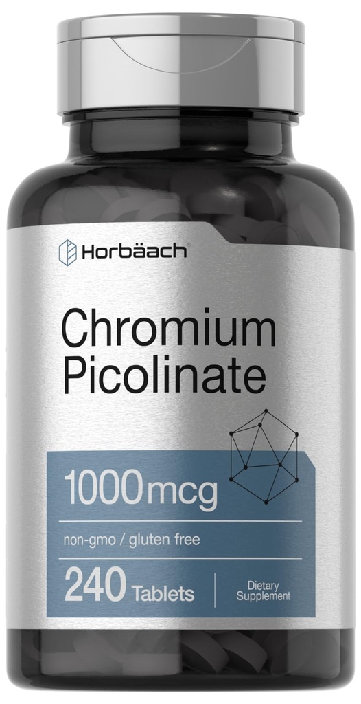 ホアバチクロムピコリン酸1000mcg | 240錠 | ベジタリアンフォーミュラ | ノンGMO、グルテンフリーサプリメント