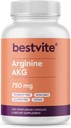 BESTVITE アルギニン AKG 750mg (240 ベジタリアンカプセル) - ない Stearates - 完全菜食主義者の非GMO - グルテンフリー