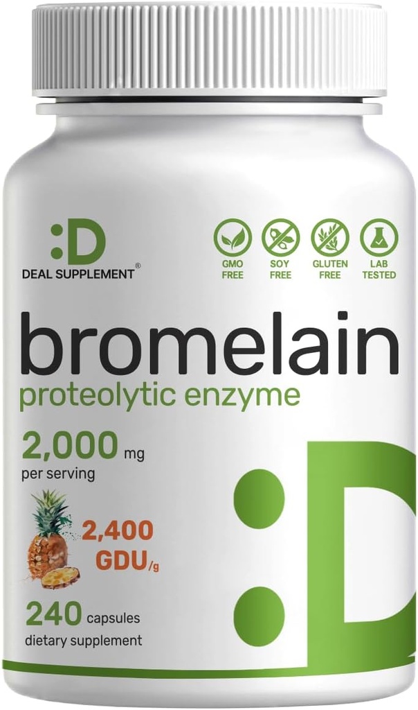 サービングあたりBromelainサプリメント2,000mg、240カプセル - 新鮮なパイナップルから天然プロテオリン酵素 - 栄養素消化をサポート