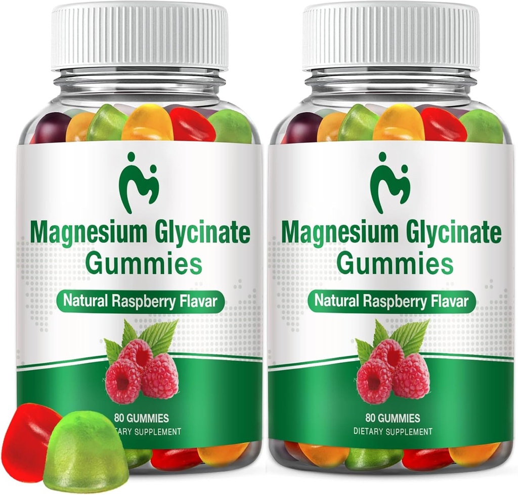 2 Packs Magnesium Glycinate Gummies for Adults & Kids, Chewable Magnesium Clycinate 400mg, Calm Magnesium Gummies for Sleep