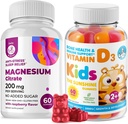 ビタミンD群は、子供と大人のための2000 IUとマグネシウムのガミー - 健康なビタミンD3サプリメント1000IU - ベジタリアンゼラチンフリー免疫は、子供と大人のための砂糖のないマグネシウムカルム咀嚼をサポート