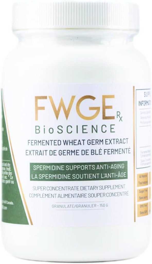 FWGE Spermidine - 長寿と細胞の健康プレミアム発酵小麦ガームエキス、Autophagy Inducer、ホリスティック、非GMO、グルテンフリー、砂糖フリー、ビーガン、酸化防止剤、自然、粒状、