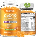 2つのパックCoQ10のグミー、Omega-3、ビタミンB3および亜鉛、マグネシウム、5Xの高吸収のCoenzyme Q10の補足、ブーストの細胞エネルギーのためのq10、有効な酸化防止及び頭脳、ピーチの味、120のCts