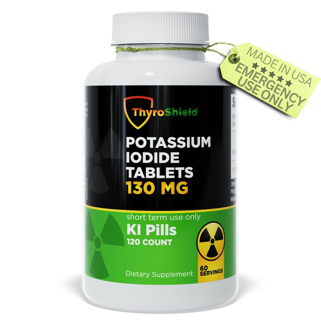 酸化カリウム錠130mg | 放射線曝露のための120ctヨドニン錠 - ヨドナエンテ - KI丸薬 - アメリカ製 - ティロシールド