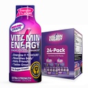 ビタミン エネルギー 免疫+ 余分強さ エネルギー ショット グレープ 24 のパック、260mg 自然なカフェイン、B ビタミン、シチコリン、緑茶、免除及び焦点サポート、ゼロ砂糖、グルテンフリー 1.93 の fl oz