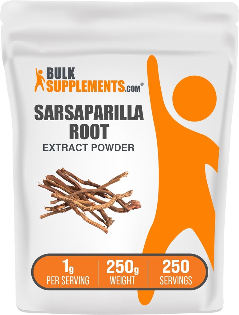 BulkSupplements.com Sarsaparilla Root Extract Powder - Sarsaparilla Supplement、Smilax Sarsaparilla Root - ハーブ&グルテンフリー、サービングあたり1g、250g(8.8オンス)(パッケージ1)