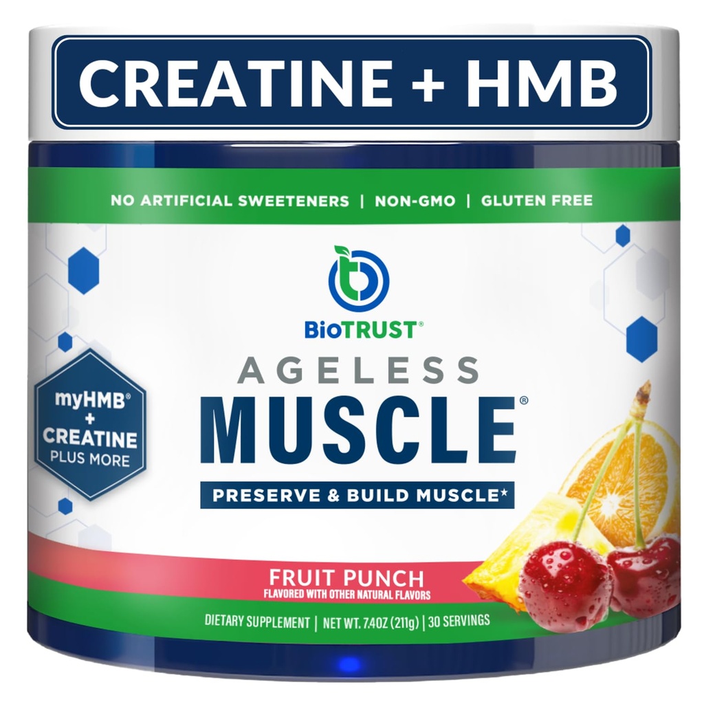 BioTrust 無年齢の筋肉ビルダー - ビタミンD3&ベタインとクレアチンHMBパウダー - 自然に筋肉量と強度を飾るビルド&保存 - フルーツパンチ、30サービング