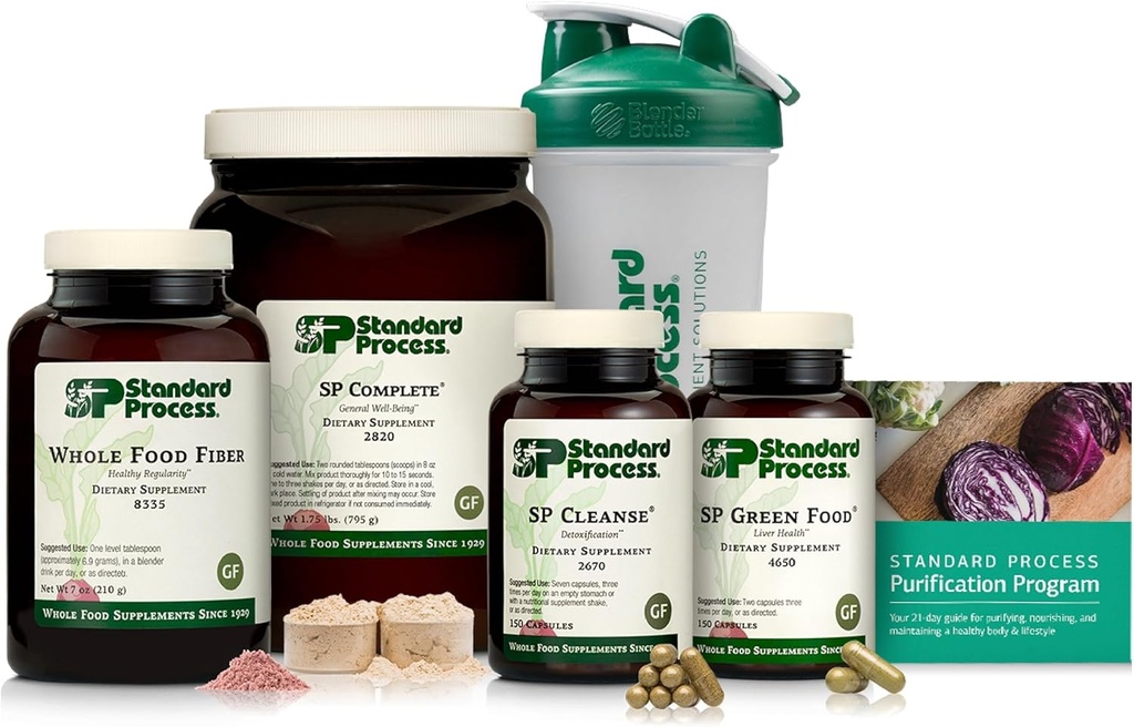 Standard Process Purification Product Kit with SP Complete and Whole Food Fiber - Detox Cleanse & Body Health Support - Whole Food-Based, Non-Soy, Gluten-Free & Vegetarian - 21-Day Supply