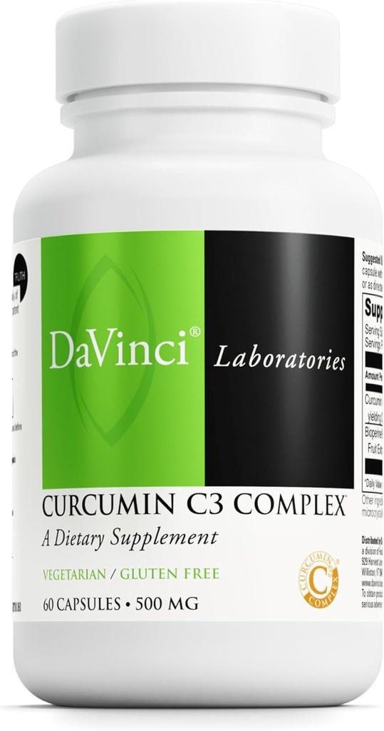DAVINCI Labs Curcumin C3コンプレックス - 胆嚢機能と健康な肝臓をサポートするための栄養補助食品 - CurcuminoidsとBioperineフルーツエキス - グルテンフリー - 60ベジタリアンカプセル
