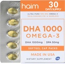 HAIM DHA 1000 Omega-3の魚油-1000mg DHA、50mg DPAの90%純度-頭脳、目及び中心サポートのための高い効力の魚油の補足-全体的なウェルネス及び焦点を促進して下さい- 1箱、60のSoftgels