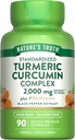 Nature's Truth Turmeric Curcumin Capsules | 2000mg | 90 Count | with 95% Standardized Curcuminoids and Bioperine | Non-GMO and Gluten Free Supplement