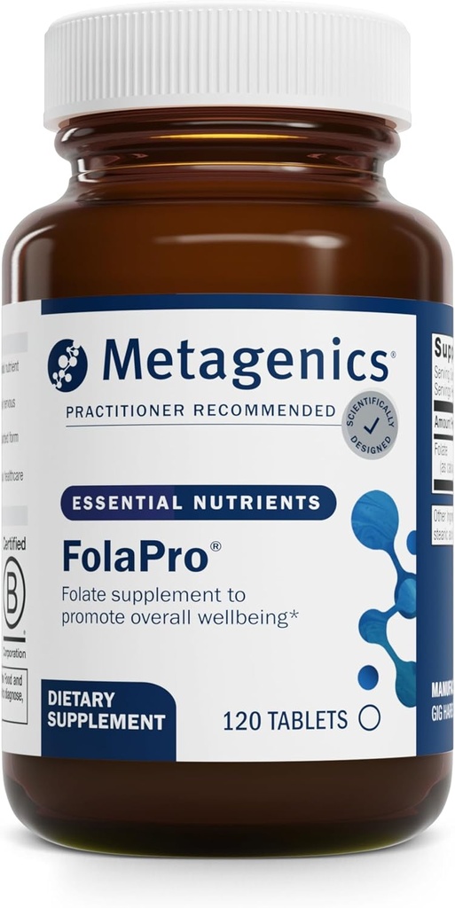 Metagenics FolaPro - L-5-MTHF Folate 1,330 mcg DFE - メチル化、ホモシステイン代謝と細胞の健康をサポート - 非GMO、グルテンフリー、ベジタリアン - 120錠