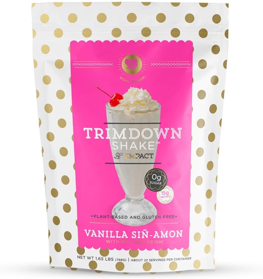 Empact Trimdown Shake - バニラシナモン - 完全菜食主義者のプロテインパウダー、ゼロシュガー、ケトフレンドリー、グルテンフリー、非酪農場、大豆フリー、乳糖フリー、非GMO 1.65ポンド