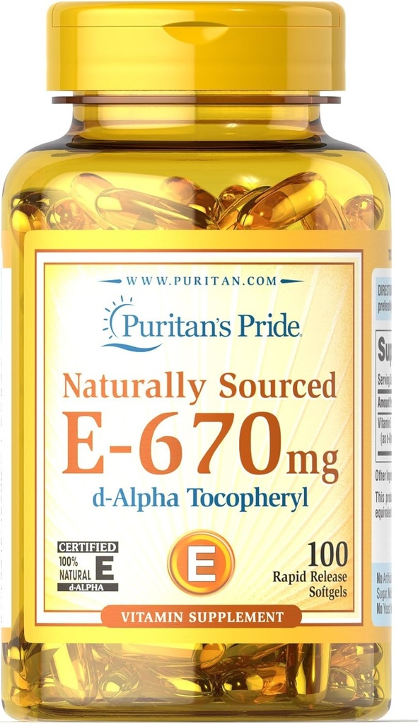 PuritanのプライドビタミンE- 670 mg 100%ナチュラル-100ソフトジェル
