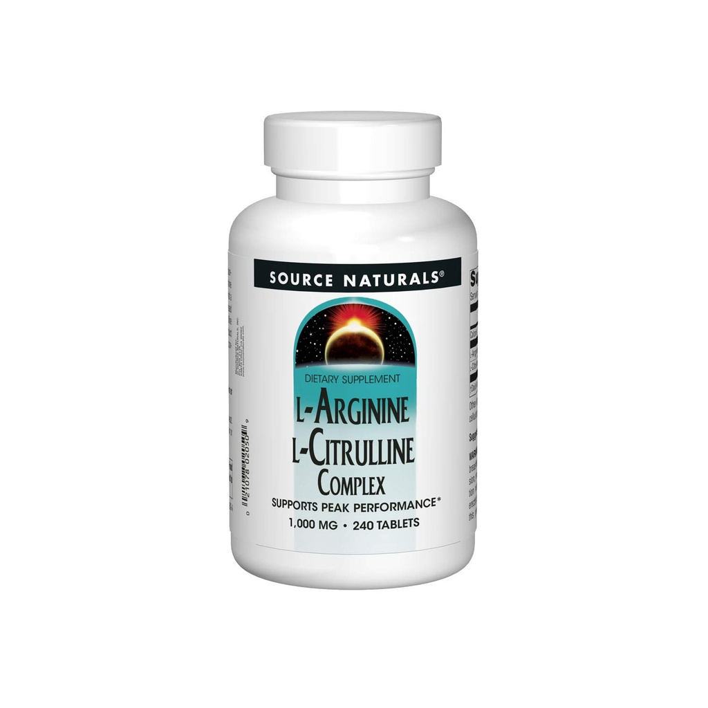 源のNaturals L-Arginine L-Citrullineのコンプレックス、精巣のアミノ酸の補足、サポートピークの性能* 1,000のmg - 240のタブレット