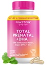 ピンクストークDHA、フォレート、鉄、コリン、ビタミンB12のトータルプレナタルビタミン - 予防栄養 - 女性のためのプレナタル、妊娠エッセンシャル - ミントエッセンス、60カプセル、1ヶ月の供給