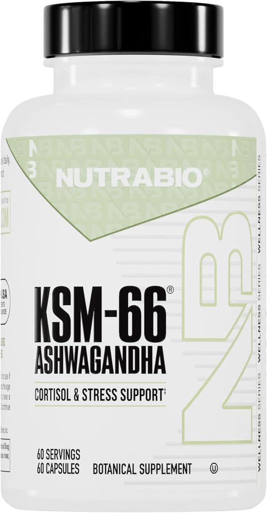 NutraBio Ashwagandha KSM-66 | シュワガンダ ストレス・気分・パフォーマンスのハーブサプリメント | 600 MG 臨床的に研究 KSM66 60 カプセル