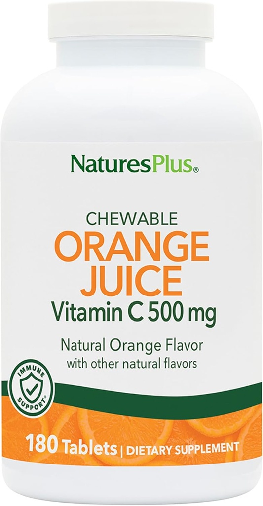 NaturesPlusオレンジジュースビタミンC 500mg - 180Chewableタブレット、2のパック - 最適免疫健康を促進する - あなたの胃に優しい - ビーガン、グルテンフリー - 360 Totalサービング