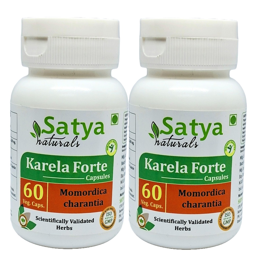ビターメロン フォルテ カプセル 500 mg. 60 Veg. カプセル | カルデラ (モモモディカ チャランティア) エキス カプセル 男女別 | アーユルヴェーダ ハーブ サプリメント/救済 | 10:1 フォルテ (2 ボトル 60 カプセル)