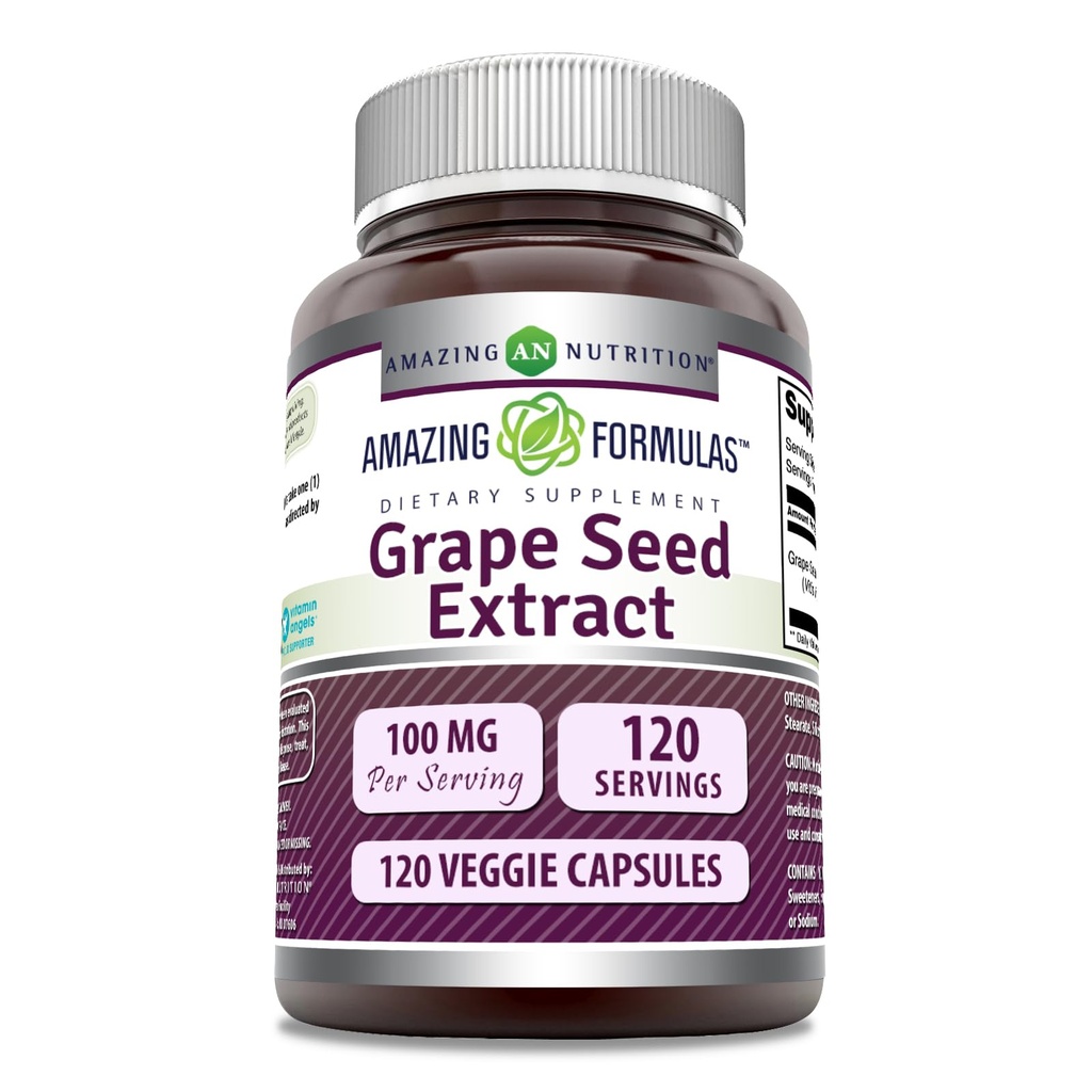 アメイジングフォーミュラ Grapeseed Extract Supplement | 100 Mg / サービング | 120 Veggie Capsule | Non-GMO | グルテンフリー | アメリカ製