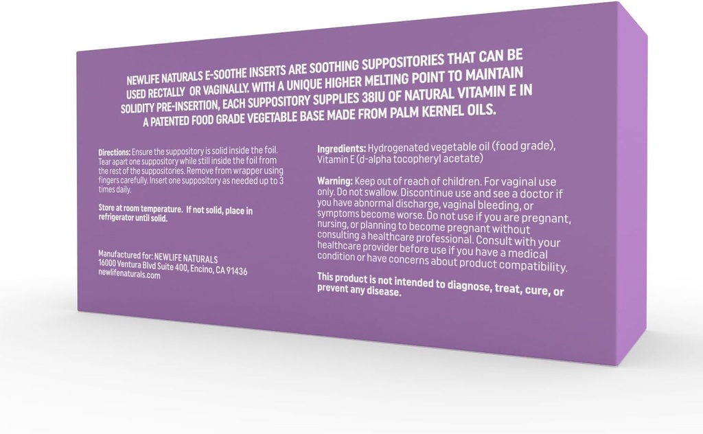 ニューライフナチュラル 女性のためのビタミンEの坐剤 38IU - すべての自然な腟の保湿剤 - 乾燥のためのフェミニンケア、刺激、月経閉症、産後計、ホルモン変化及びその他 - 48インサート、米国
