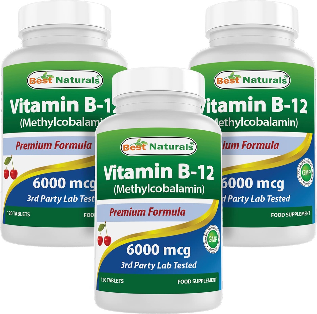 Methylcobalamin (メチルB12)、6000 mcg 120のSublingualのタブレット(120の計算(3)のパック)として最もよいNaturalsのビタミンB-12