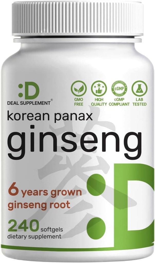 韓国の赤いPanax Ginsengの根のエキス、7,500mgサービング、240のSoftgels - 150mg活動的なGinsenosides