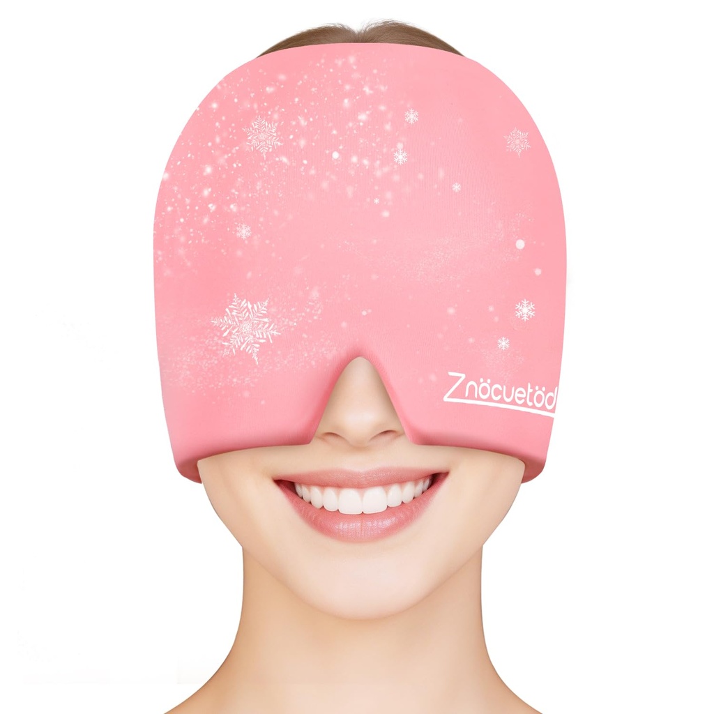 ZNÖCUETÖDの片頭痛の救助の帽子の帽子の帽子の帽子の帽子の帽子の帽子の帽子の帽子の帽子のフル ヘッド氷のパックの覆いの冷却のゲルのアイス ビーニーの冷たい帽子のSinus、圧力、張力、頭部の痛みの軽減、女性のための風邪の圧縮療法