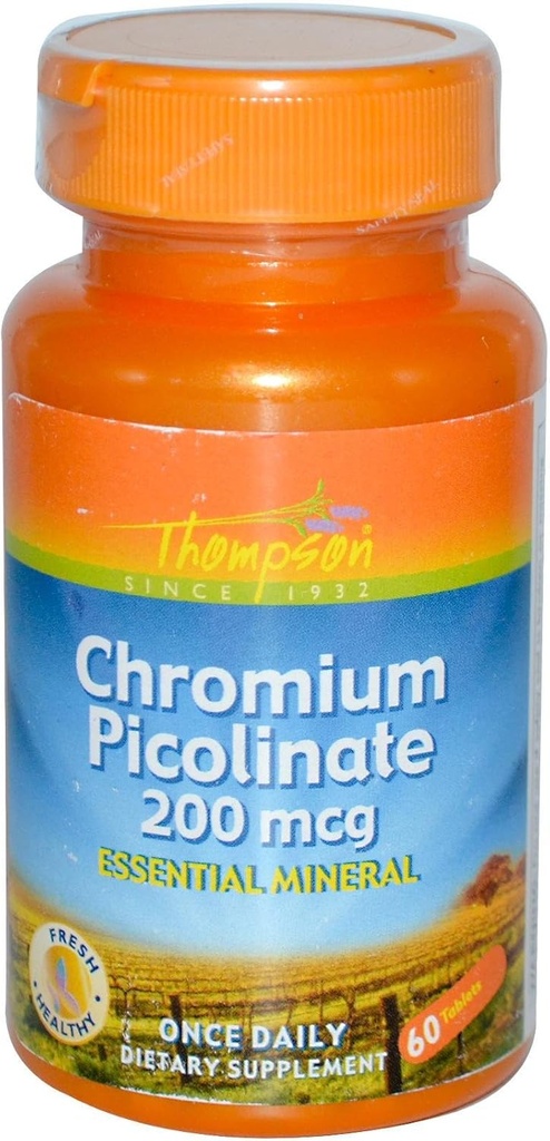 トンプソンクロム ピコリン酸塩、タブレット(Btlプラスチック) 200mcg 60ct