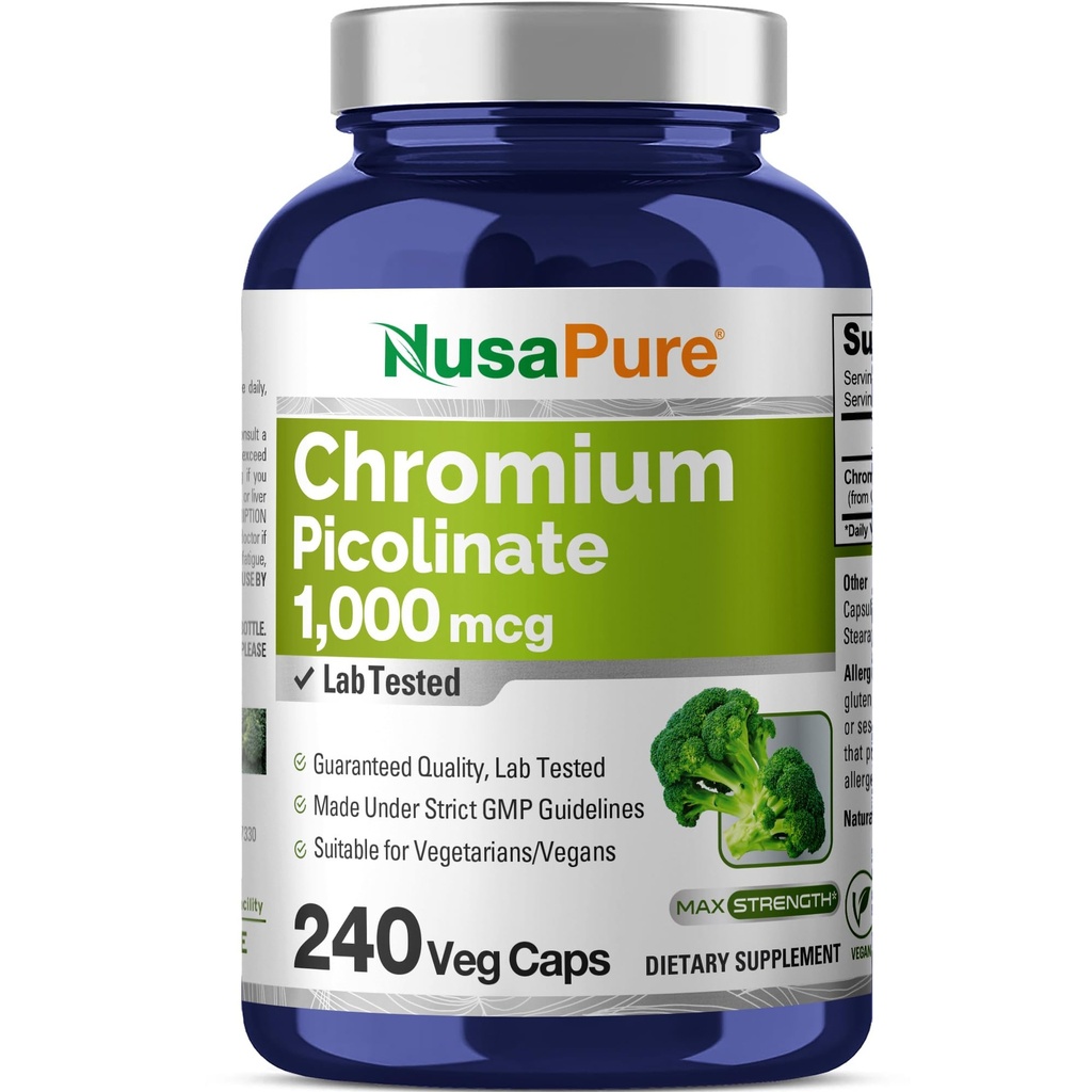 ヌサピュアクロムピコリン酸1000mcg 240ベジーカプセル(非GMO、ビーガン)