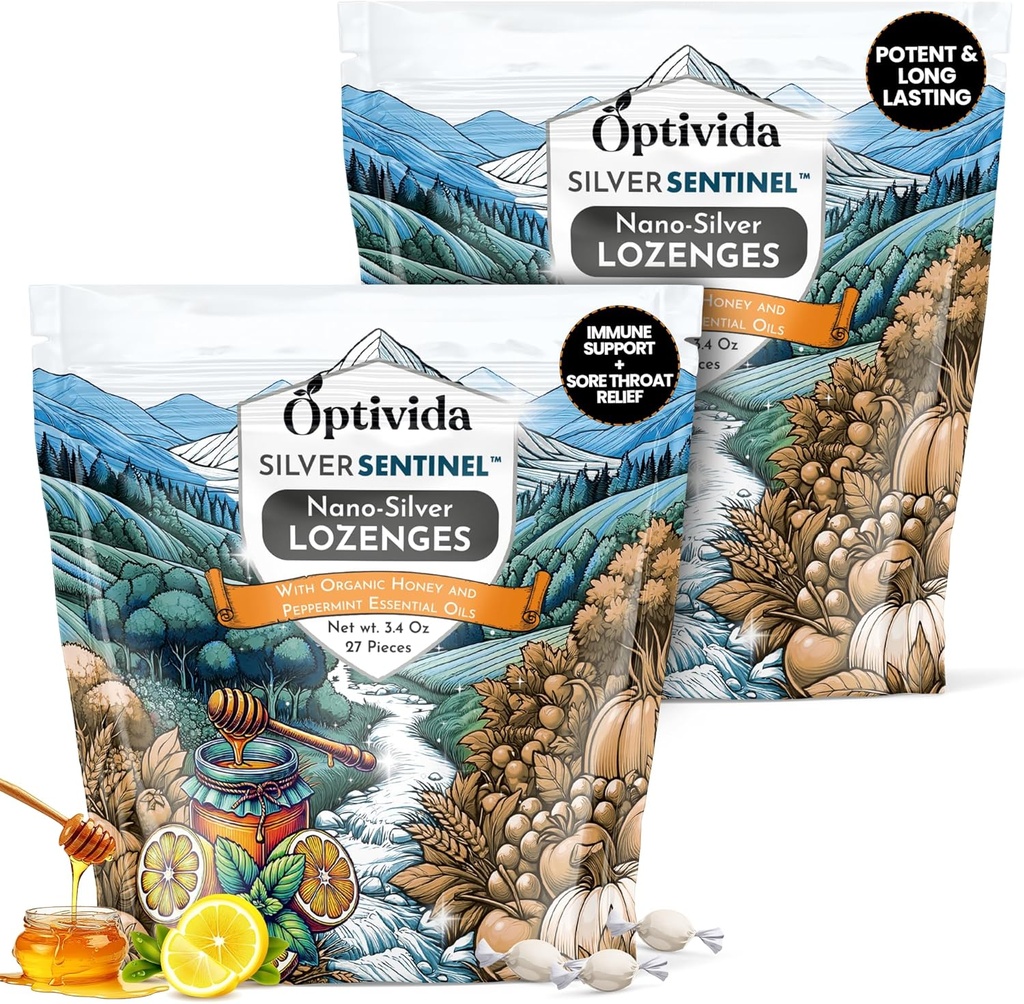 ミツバチダ健康コロイドシルバーは、ハニー&レモンオイル(2パック)とロゼンジ - 咳の軽減と免疫サポートのためのナノシルバーフォーミュラの高速演技で大人のためのソアスローゼンジをソーシング