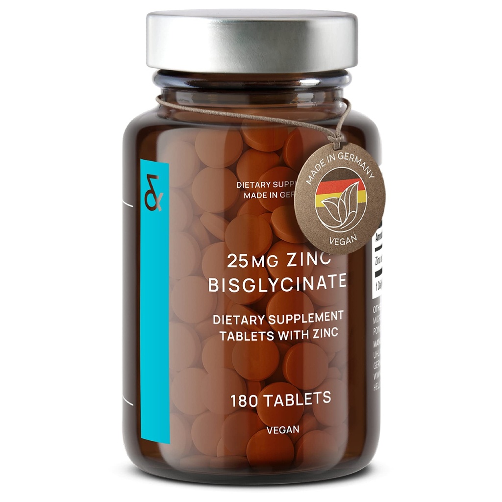 CLAV®亜鉛ビスグリクエント25mg - 180錠(6ヶ月の供給) - 天然キレート亜鉛サプリメント - ビーガン亜鉛グリクエント免疫&皮膚サポート