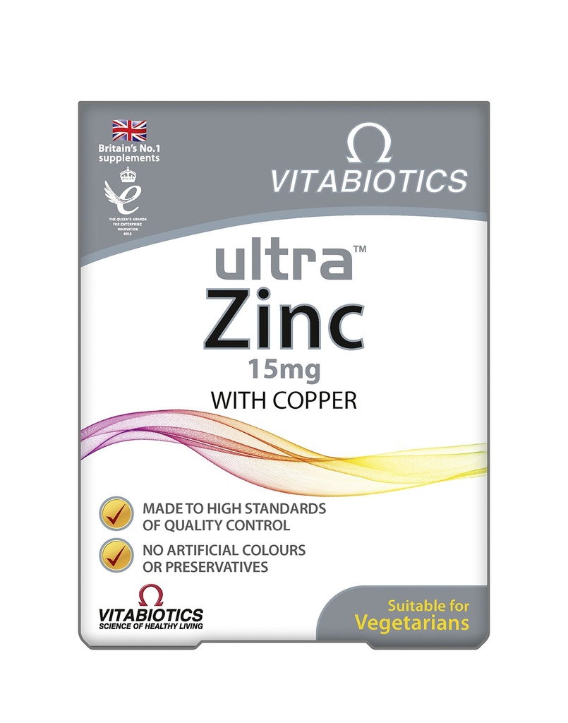 超の銅60のタブレットが付いているVitabioticsの超亜鉛15mg