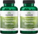 Swanson Full Spectrum Schizandra Berries - Herbal Supplement Promoting Stress Support & Liver Health - Helps Easy Body and Mind w/Natural Ingredients - (90 Capsules, 525mg Each) (2 Pack)