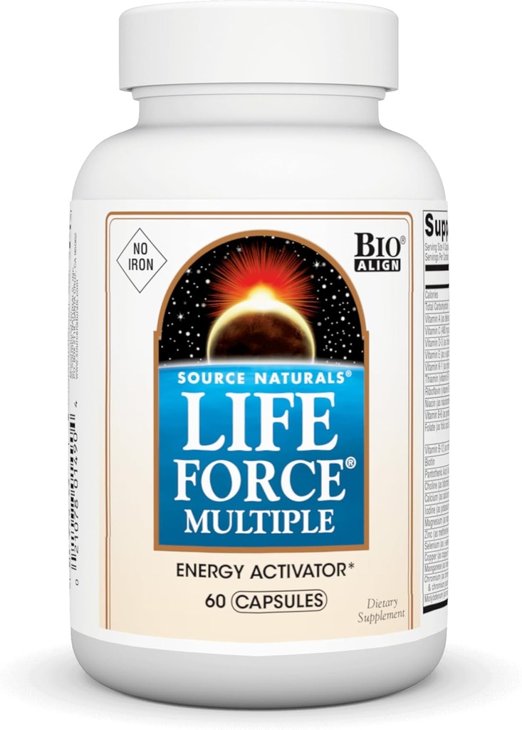 Source Naturals Life Force Multiple Iron Free Daily Multivitamin High Potency Essential Vitamins, Minerals, Antioxidants & Nutrients - Energy & Immune Boost* - 60 Capsules