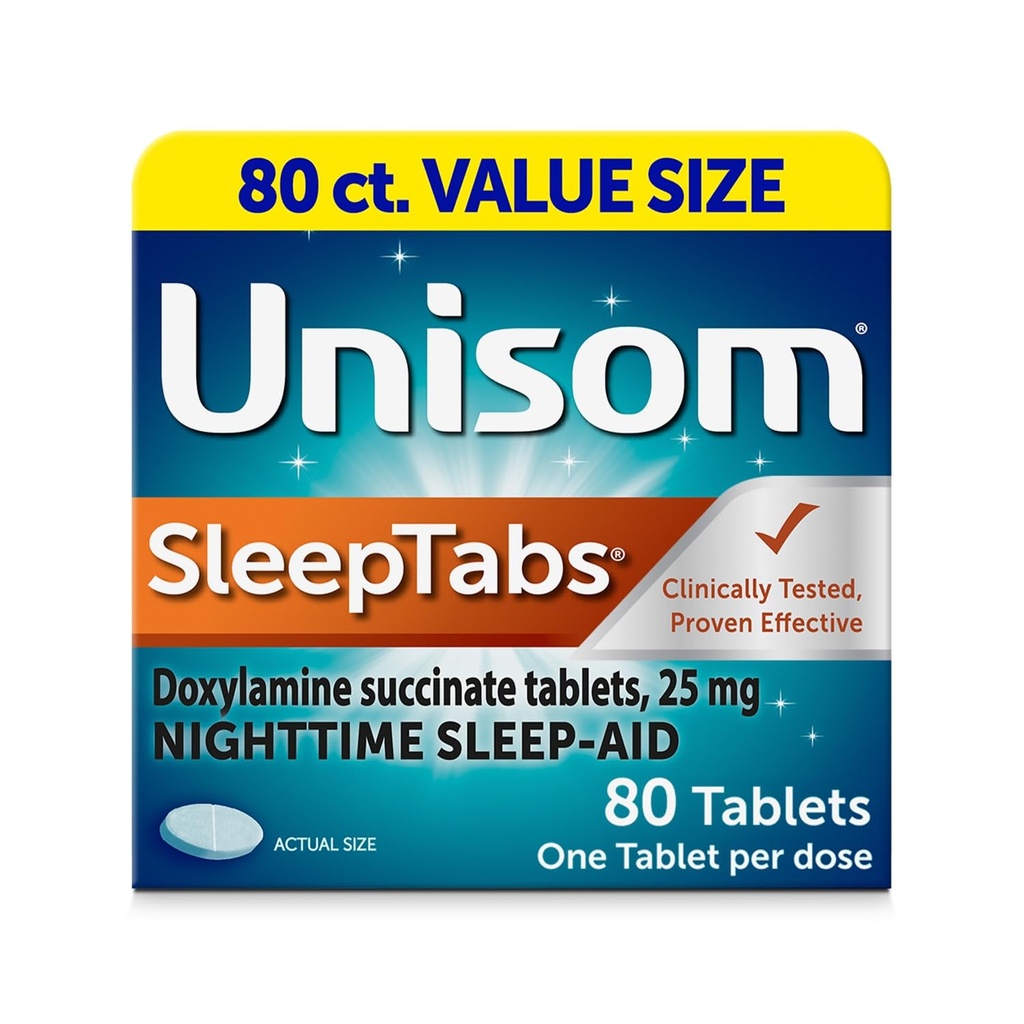 Unisom SleepTabs, Nighttime Sleep-aid, Doxylamine Succinate, 80錠