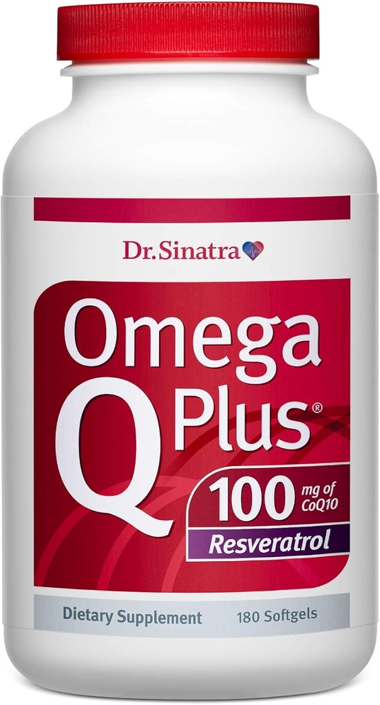 Sinatra Omega Q Plus 100 Resveratrol - Omega-3サプリメントは心臓の健康をサポートし、CoQ10とResveratrol(180ソフトゲル)の100mgで抗酸化力を提供