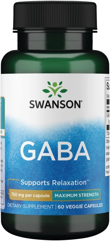 Swanson のアミノ酸の最高の強さ GABA 750 のミリグラム 60 の野菜のカプセル