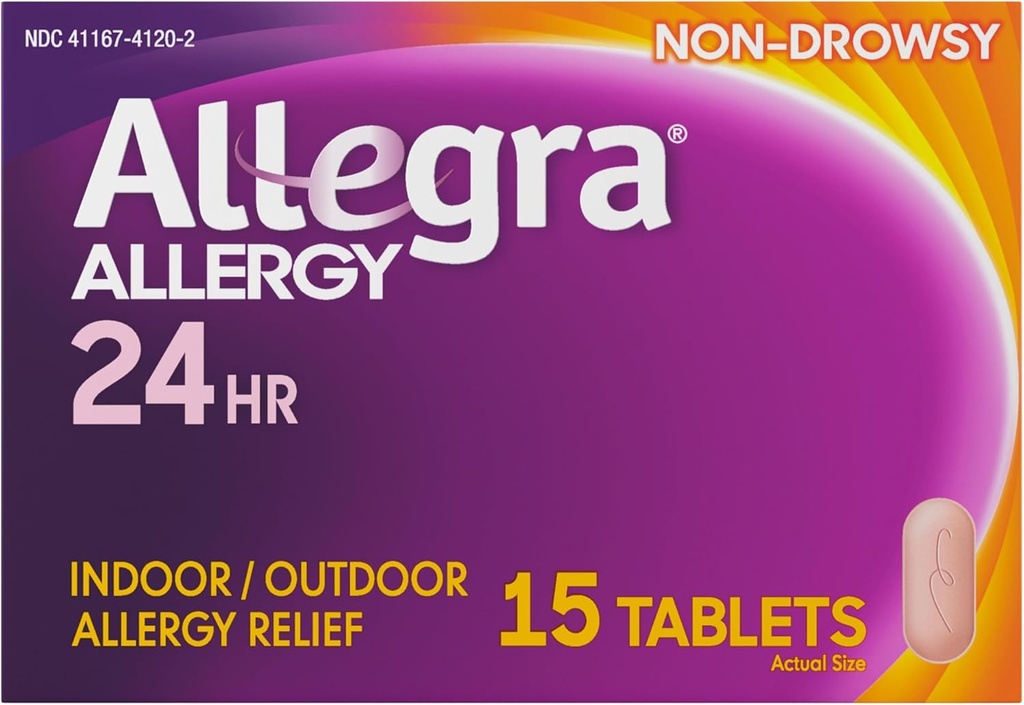 Allegraの大人の24HR非眠気の抗ヒスタミン、15のタブレットは、アレルギーの症状救助、180のmgを作用します