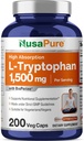 NusaPure L-Tryptophan 1500mg 200 ベジタリアンキャップ (非GMO、ビーガン) バイオペリン