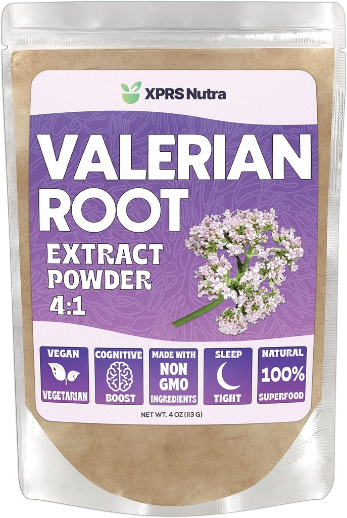 XPRS Nutra Valerianの根のエキスの粉4:1 - Cognitionのための優れたValeianの根の粉-ビーガン友好的な草の睡眠の援助(4のOunce)