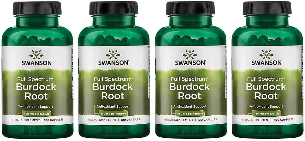 Swanson Burdock Root Kidney '&' Liver サポート - Detox スキンはボディから毒素を取除くのを助けます - 健康な蜂および健康な免疫システム - 草の酸化防止補足(460 mg 100 カプセル) 4 パック