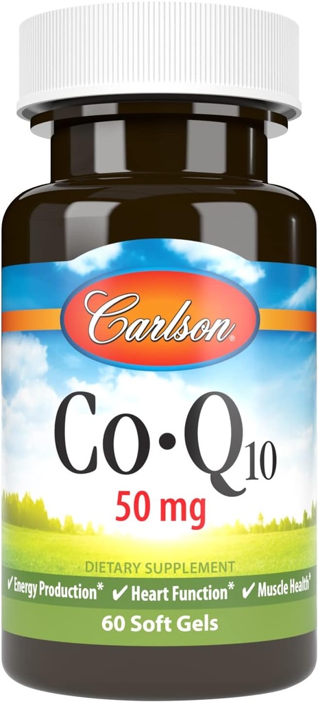 カールソン - Co-Q10、共同酵素Q10、50のmgのエネルギー生産及び中心機能、60のSoftgels