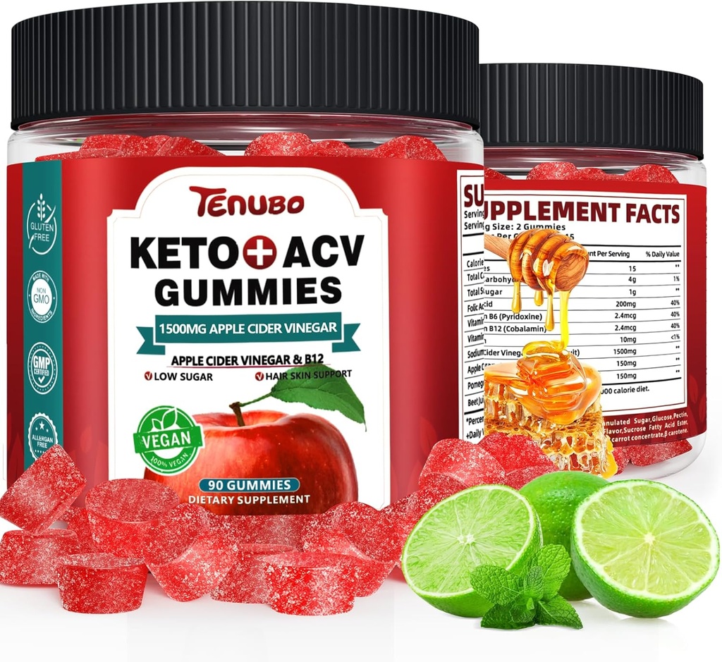 （2 Pack） 90 Count Keto ACV Gummies Formula with 1500MG 180 Count Keto ACV Gummies, Keto Diet Supplement for Women Men - Low Sugar & Gluten Free