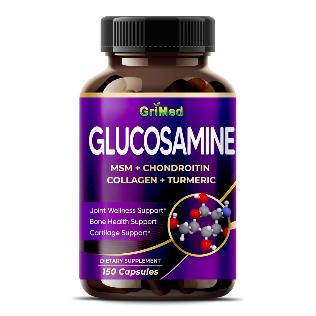 グリメドグルコサミン12,000mg - MSM、コンドロイチン、コラージュン、共同ウェルネス、強いボン、軟骨サポートのためのターメリックとのX12力 - 米国は及びテストしました