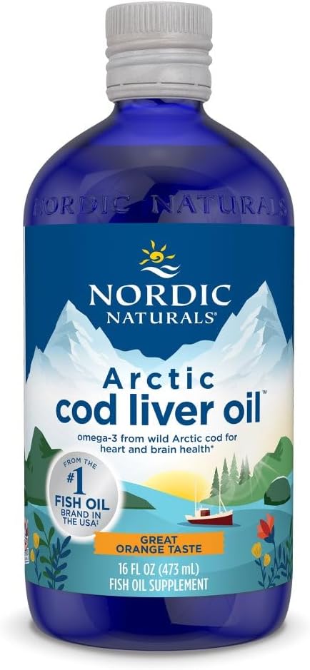 Nordic Naturals Arctic Cod Liver Oil, Orange - 16 oz - 1060 mg EPA&DHA - ハート&脳の健康、健康な免疫、全体的なウェルネス - Non-GMO - 96 サービング