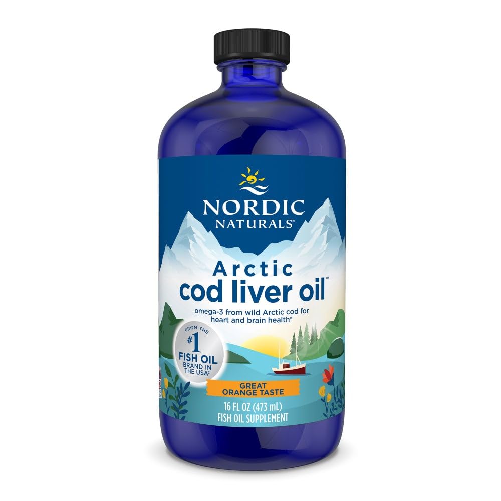 Nordic Naturals Arctic Cod Liver Oil, Orange - 16 oz - 1060 mg EPA&DHA - ハート&脳の健康、健康な免疫、全体的なウェルネス - Non-GMO - 96 サービング
