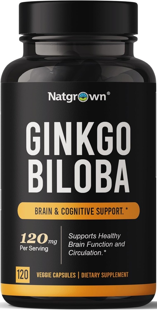 Natgrown Ginkgo Biloba 120mg - Extra Strength Ginkgo Biloba Extract Capsules - 120 Count