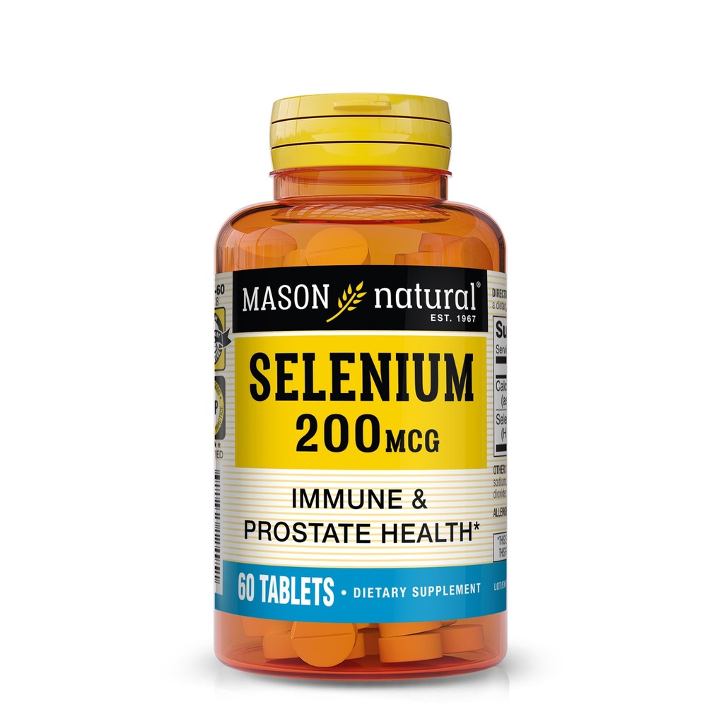 メイソンナチュラルセレン 200 mcg - 免疫サポート&前立腺の健康、エッセンシャルトレースミネラル、60錠の抗酸化サプリメント